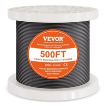 VEVOR T316 Stainless Steel Cable 1/8&quot; 7x7 Steel Wire Rope 500 ft Cable Railing - £103.15 GBP