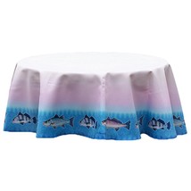 Betsy Drake Assorted Fish 58 Inch Round Table Cloth - £55.31 GBP
