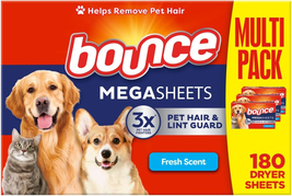 Pet Hair and Lint Guard Mega Fabric Softener Dryer Sheets with 3X Pet Ha... - $18.49