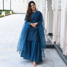 Women&#39;s Sharara Salwar Kameez Blue Small Medium Large Xl - £37.54 GBP