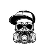 Graffiti Artist Skull SVG Gangster Skeleton Clipart in Cap and Respirato... - £1.76 GBP