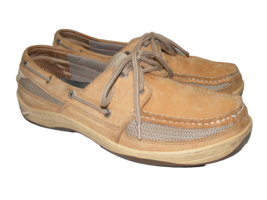 Sperry Top Sider Men’s Size 11 W Wide Brown Leather Mesh Lace Up Deck Bo... - $28.00