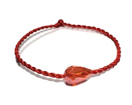 Red String Good Luck And Fortune Bracelet Kabbalah Pear Orange Austrian Crystal - £7.66 GBP