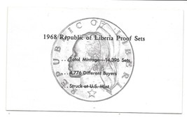 1968 Liberia 6 Coin C.O.A. Document~No Coins - $4.10