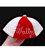 Vintage 1940s 1950s Felt Beanie Cap Hat Childrens Toddler Red White Walt... - $27.83