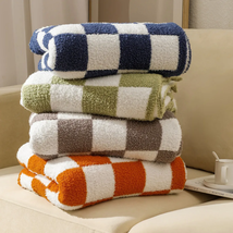 Modern Simplicity Sofa Blanket Plaid Checkerboard Knit Blankets for Beds Travel  - £50.62 GBP+