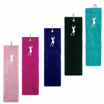 NEW 2025 Surprizeshop Lady Golfer Embroidered Terry Cotton Tri Fold Golf... - $17.29