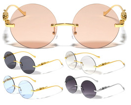Round Metal Jaguar Rimless Round Circle Lens Sunglasses Retro Designer Fashion - £7.15 GBP