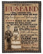 Skull Couple Married Blanket Gift For Husband From Wife Fleece Sherpa Blankets - £28.78 GBP+