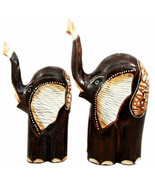 Balinese Wood Handicrafts Abstract Jungle Elephant And Calf Figurine Set... - $50.56 CAD