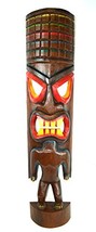 Hand Carved Beautiful 3 Ft Warrior Tiki Totem Pole Mask Statue - £55.03 GBP