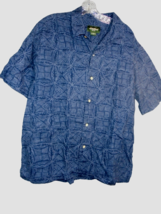 Eddie Bauer Shirt Mens Large L Hawaiian Tribal Floral Wood Buttons Linen Blend - £7.57 GBP