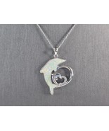 Womens Sterling Silver Opal Dolphin Pendant Necklace 8.5g E4669 - €59,90 EUR