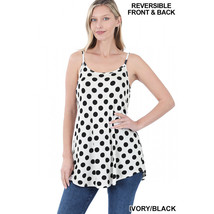 Polka Dot Reversible Cami   V-Neck Relaxed Fit Sleeveless Blouse S, M, L, XL - £14.94 GBP