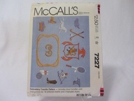 Mc Call's Embroidery Transfer 7227 Pattern 18 Motifs & 5 Alphabet Styles Uncut Ff - $5.89