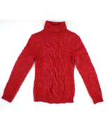 New York &amp; Company Women&#39;s Cable Knit Pullover Sweater M Red Turtleneck - $10.89