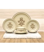 Vtg Pfaltzgraff Village 5 Pc Place Setting 6057754 Brown Cream Stoneware... - $49.49