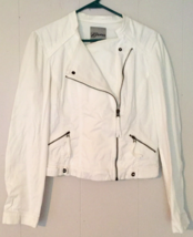 Guess jacket white size L lightweight zip close, pockets - £11.62 GBP