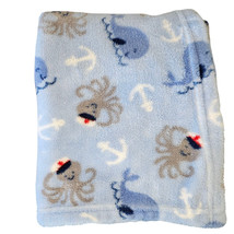 Parents Choice Walmart Blue Baby Blanket Octopus Sailor Hat Captain Whale Anchor - $21.21