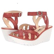 FLY London Womens Yrat Leather Ankle Strap Wedge Sandals Janeda 39 Size 8 8.5 US - £20.29 GBP