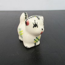 Tiny 1.75&quot;  Shadowbox Cat Vintage Tonala Mexican Art Pottery Miniature Figurine - £11.85 GBP