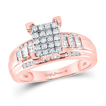 10kt Rose Gold Baguette Diamond Cluster Bridal Wedding Engagement Ring 1/2 Cttw - £497.34 GBP