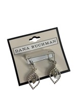 Dana Buchman Dangle Earrings Rhinestones Silver Tone 1.75&quot; Long New on Card - £9.49 GBP