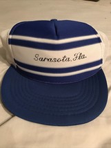 Cap Marsco Sarasota Florida Mesh Trucker Hat Blue White Adjustable - £7.76 GBP