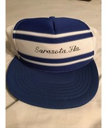 Cap Marsco Sarasota Florida Mesh Trucker Hat Blue White Adjustable - £7.81 GBP