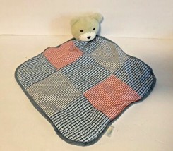 KRU K R U Layette Baby Blue Red plaid bear Security 16 x 17 Plaid Blanke... - $7.91