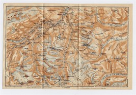 1912 Original Antique Map Of Vicinity Of Boeverdal Boverdal Jotunheimen / Norway - £20.65 GBP