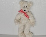 Vintage 1992 Ty Attic Treasure Nola White Bear Plush Black Nose Pink Rib... - $49.40