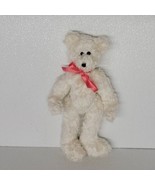 Vintage 1992 Ty Attic Treasure Nola White Bear Plush Black Nose Pink Rib... - £38.87 GBP
