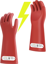High Voltage Gloves, 12Kvac/22Kvdc, 1 Pair, Red, Size 10, Rubber, Not for Dexter - £21.39 GBP
