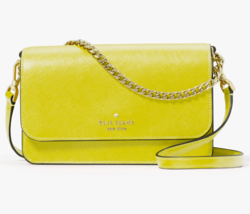 Kate Spade Madison Flap Crossbody Bag Lime Yellow Leather Chain Purse KC586 NWT - £70.99 GBP