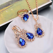 Luxury Womens Jewelry Set Colorful Pendants Earrings Ring - £31.10 GBP