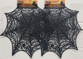 Set Of 2 Same Vinyl Pvc In/Outdoor Placemats(17&quot;)HALLOWEEN,BLACK Spider Web,Link - £12.52 GBP