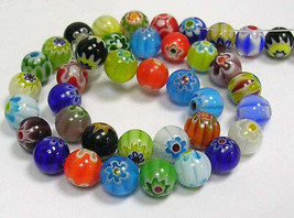 65 Wholesale Beads Millefiori Assorted Lot Bulk 6mm Floral Mixed Set - £9.10 GBP