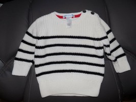 Janie And Jack Thick Knit Cream/Black Striped Sweater Size 3/6 Months Bo... - £16.15 GBP