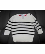 Janie And Jack Thick Knit Cream/Black Striped Sweater Size 3/6 Months Bo... - $25.48