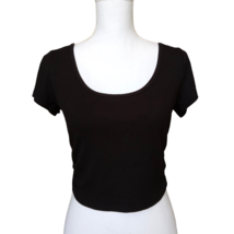 Bozzolo Juniors Top Round Neck Short Sleeve Cropped Black Large Shirt Bl... - $23.76