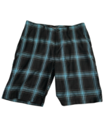 Quiksilver Plaid Shorts Men’s Size 36 EUC Turquoise &amp; Black Preppy Skate... - $444.63 MXN