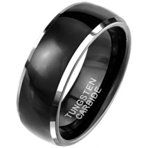 Classic Black Tungsten Ring Anniversary Wedding Band for Him Sizes 9-13 8mm - £31.38 GBP