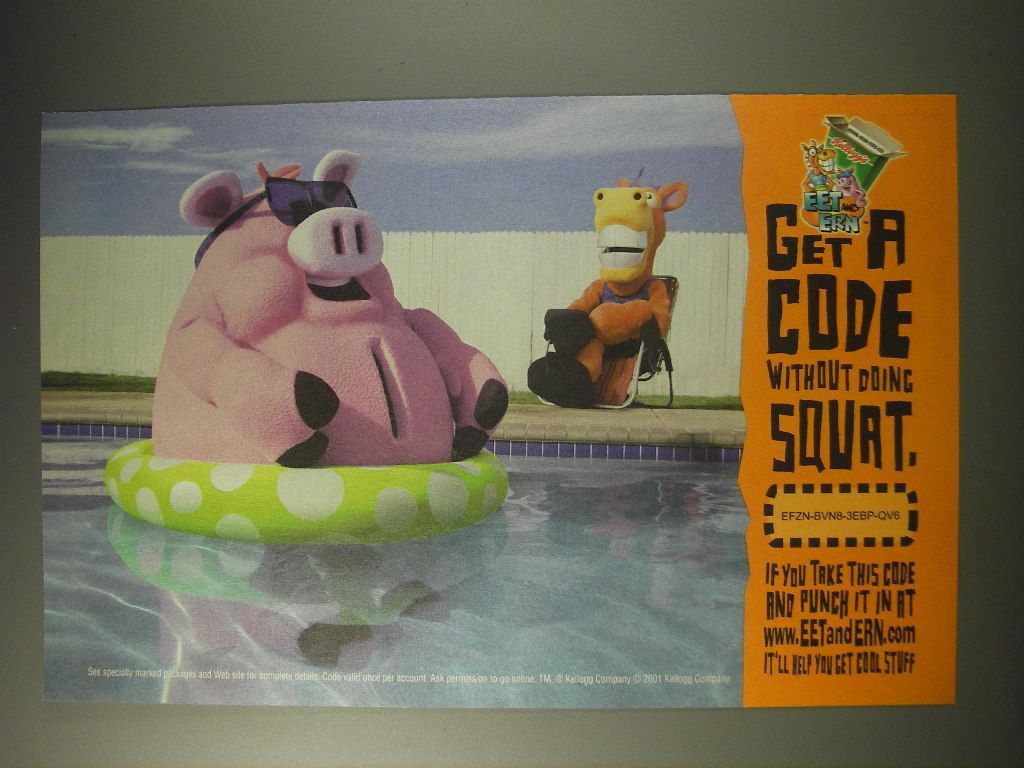 2001 Kellogg's Cereal Ad - Eet and Ern Get a Code without doing squat - $18.49