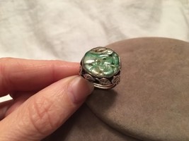 Amazing Antique Rare Arts And Crafts Nouveau Sterling Silver Carved Jade Ring - £587.09 GBP