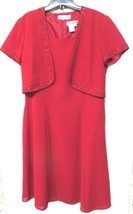 Coldwater Creek Red Sheath Dress w/Short Sleeve Beaded Jacket NWT$99 Sz 10 - £60.15 GBP