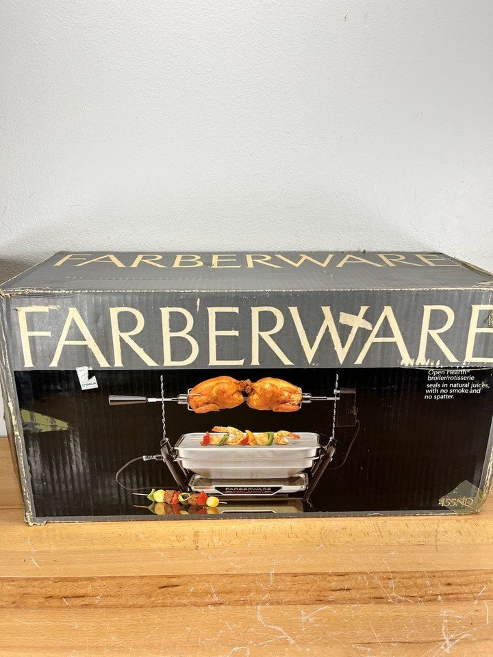 Faberware Open Hearth Broiler Rotisserie Full Set with Motor Silver 455N... - $170.99