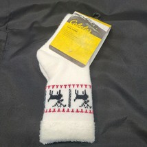 Reindeer Cozy Socks Double Layer Aloe Infused Women Crew Comfy Soft Cabelas - £8.01 GBP