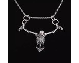 SKELETON IN SHACKLES NECKLACE 24in Chain Skull Hanging in Chains Goth Ha... - $188.55 MXN