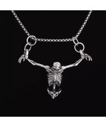 SKELETON IN SHACKLES NECKLACE 24in Chain Skull Hanging in Chains Goth Ha... - €8,72 EUR